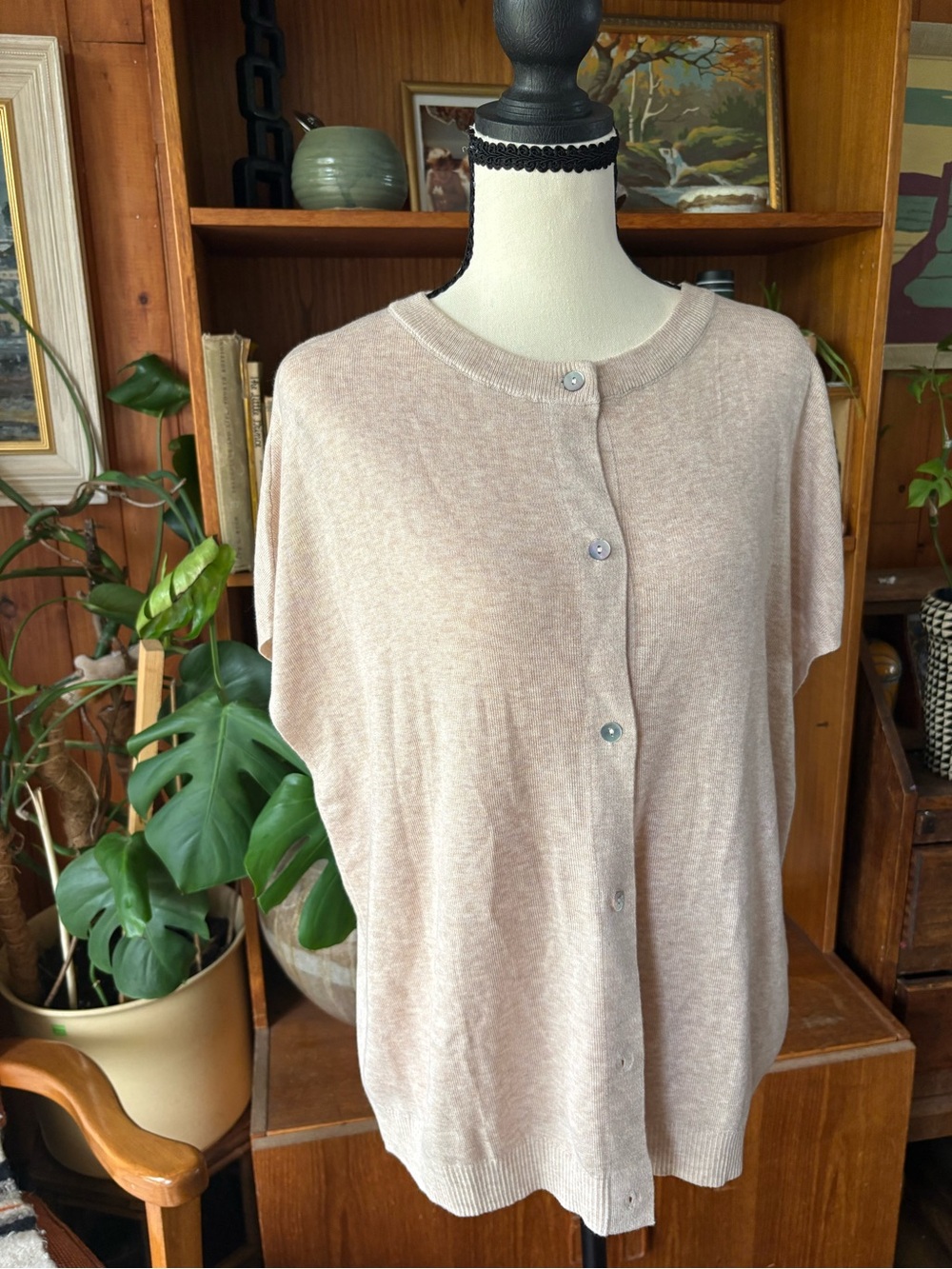 Minimalist Wool Blend Short Sleeve Soft Cozy Cardigan M Arach & Cloz